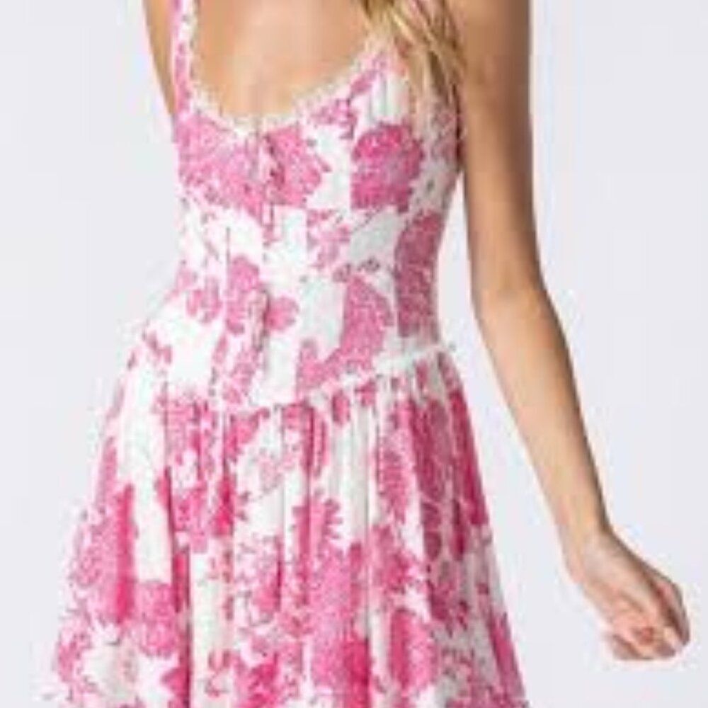 Bittersweet The Bridgerton Pink Floral Dress, size medium, 100% Rayon